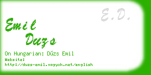 emil duzs business card